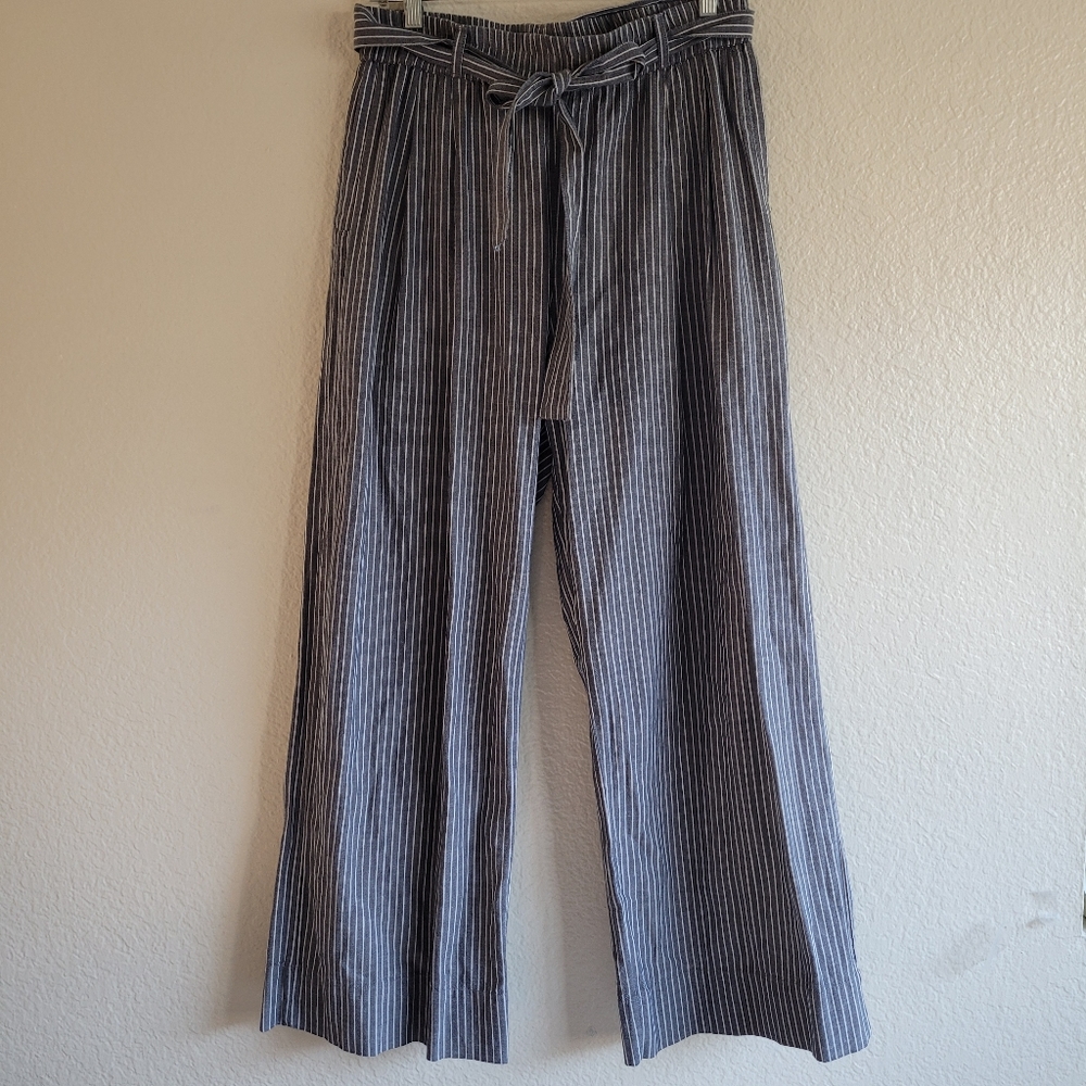Kowtow stripe wide leg cotton pants size small